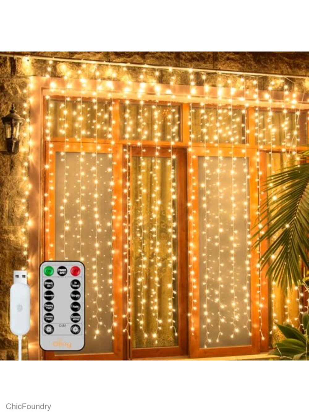 200 LED Curtain Lights Remote Warm White USB Waterproof Indoor Outdoor